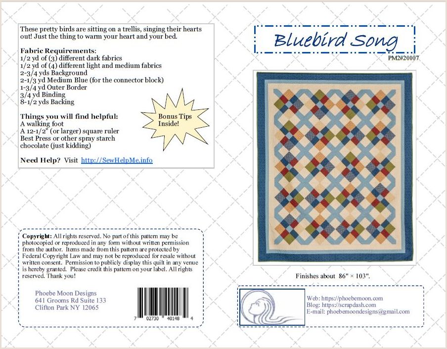 PhoebeMoon Quilt Designs ⋆ Bluebird Song Queen Quilt Pattern