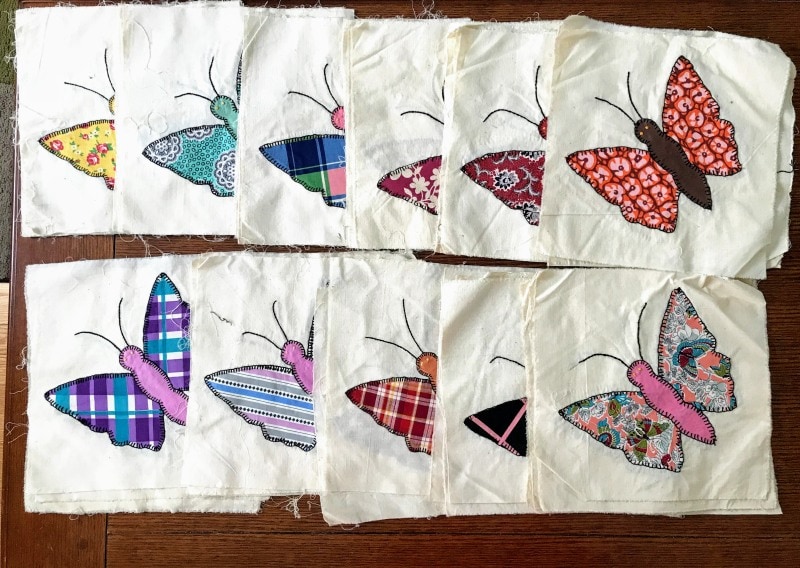 Unfinished butterfly blocks from the 1930's