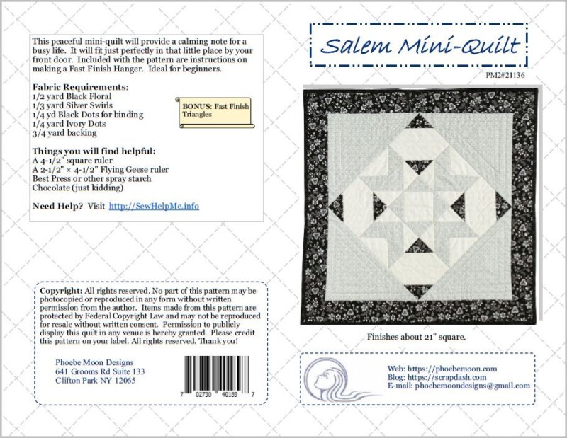 Salem Mini-Quilt Table Topper Pattern Cover