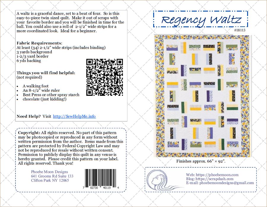 PhoebeMoon Quilt Designs ⋆ Regency Waltz Throw Quilt Pattern