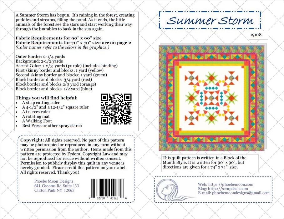 Summer Storm Block of the Month Quilt Pattern Cover