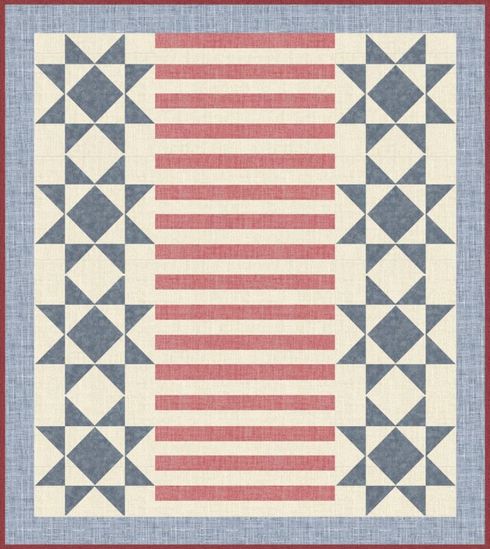 Independence Day mini-Quilt or Table Topper Shoreline Colorway