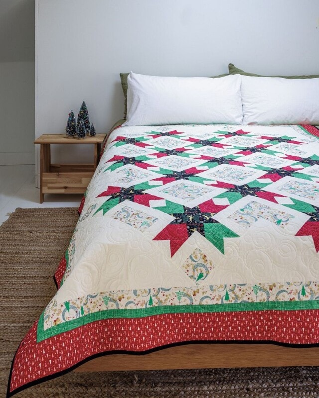 Happy-Holidays-Throw-Quilt-on-Bed